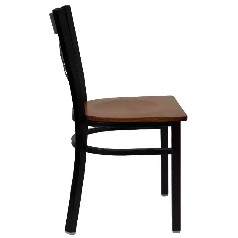 Emma and Oliver Black X Back Metal Restaurant Dining Chair
