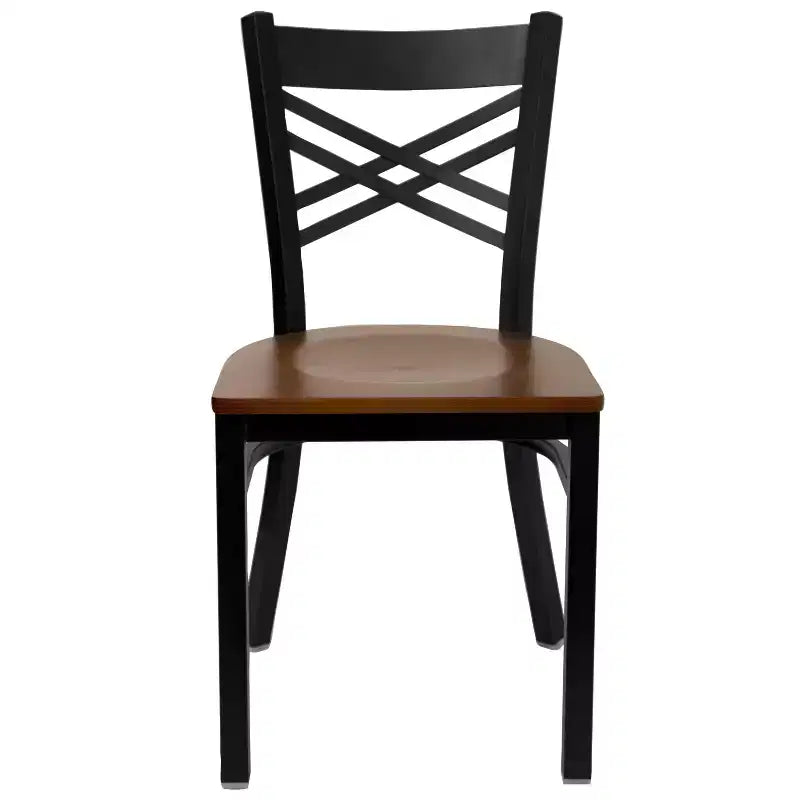 Emma and Oliver Black X Back Metal Restaurant Dining Chair
