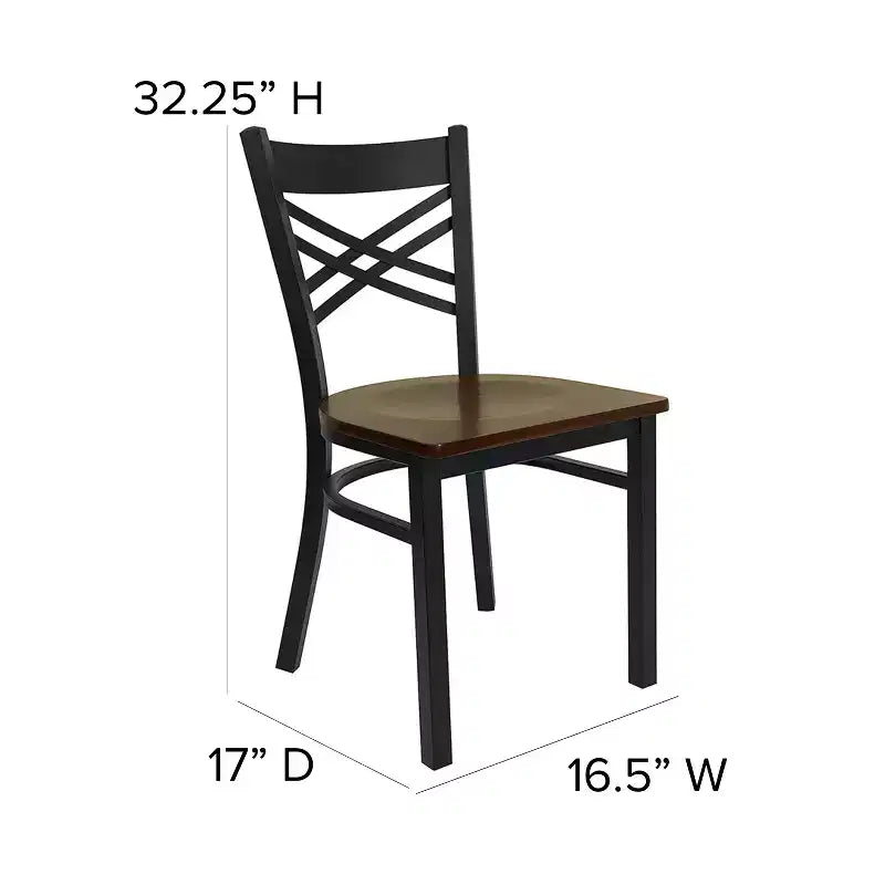 Emma and Oliver Black X Back Metal Restaurant Dining Chair