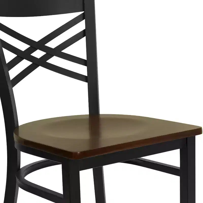 Emma and Oliver Black X Back Metal Restaurant Dining Chair
