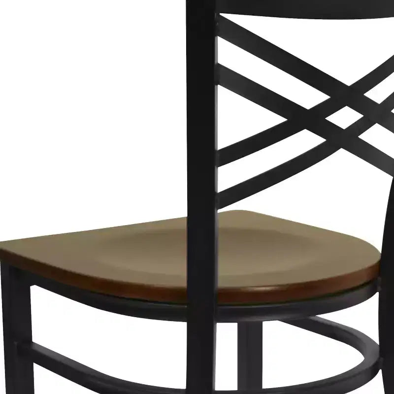Emma and Oliver Black X Back Metal Restaurant Dining Chair
