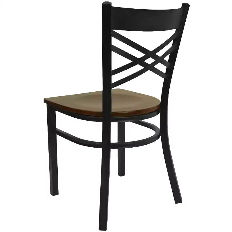 Emma and Oliver Black X Back Metal Restaurant Dining Chair
