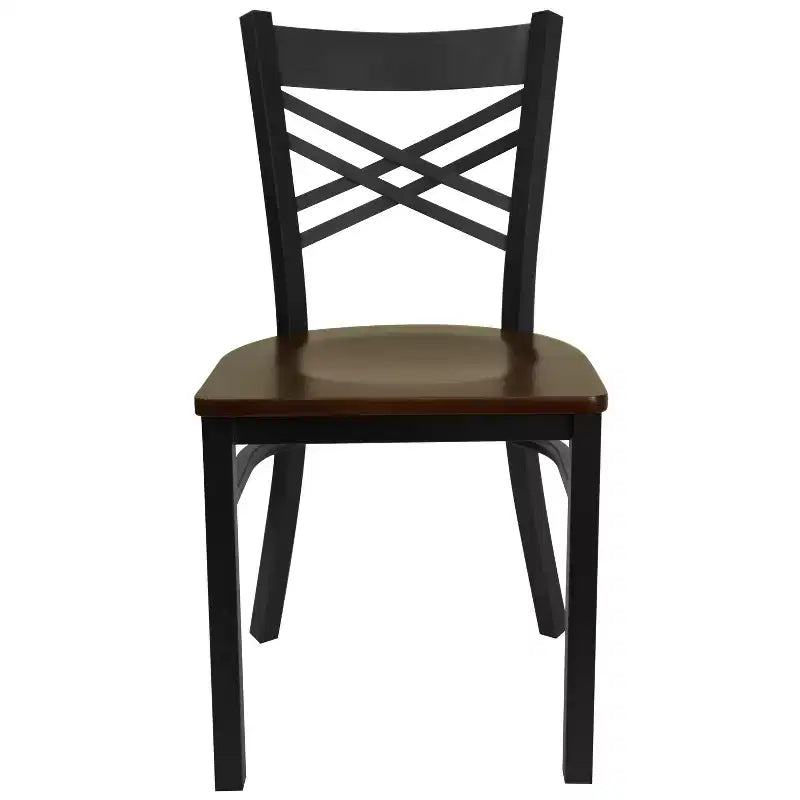 Emma and Oliver Black X Back Metal Restaurant Dining Chair