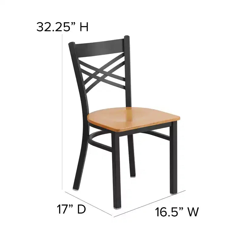 Emma and Oliver Black X Back Metal Restaurant Dining Chair
