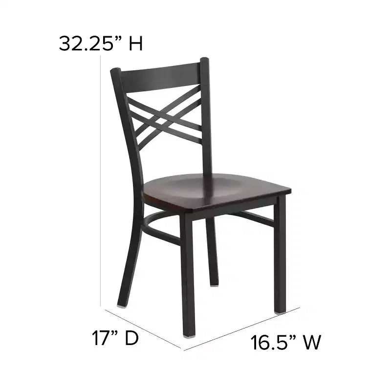 Emma and Oliver Black X Back Metal Restaurant Dining Chair