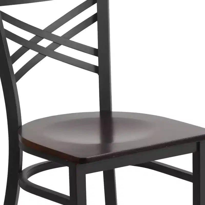 Emma and Oliver Black X Back Metal Restaurant Dining Chair