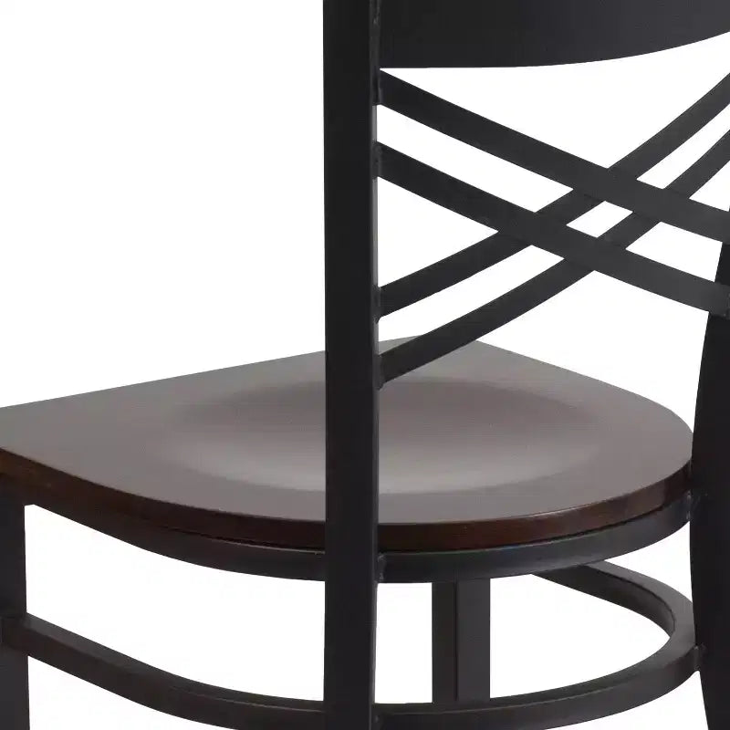 Emma and Oliver Black X Back Metal Restaurant Dining Chair