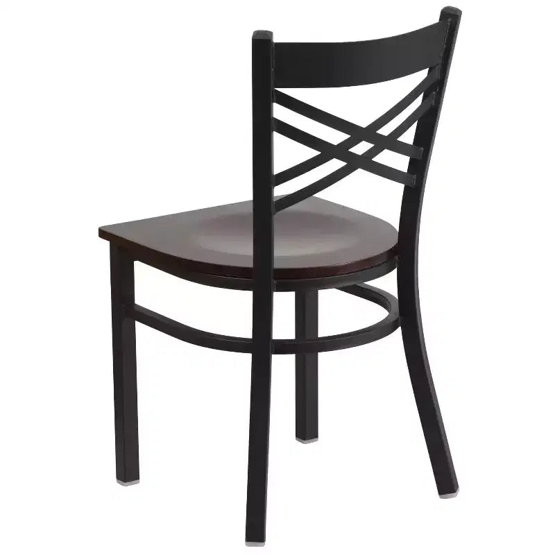 Emma and Oliver Black X Back Metal Restaurant Dining Chair