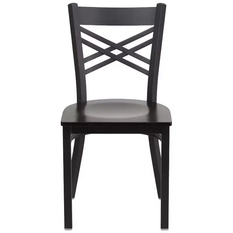 Emma and Oliver Black X Back Metal Restaurant Dining Chair