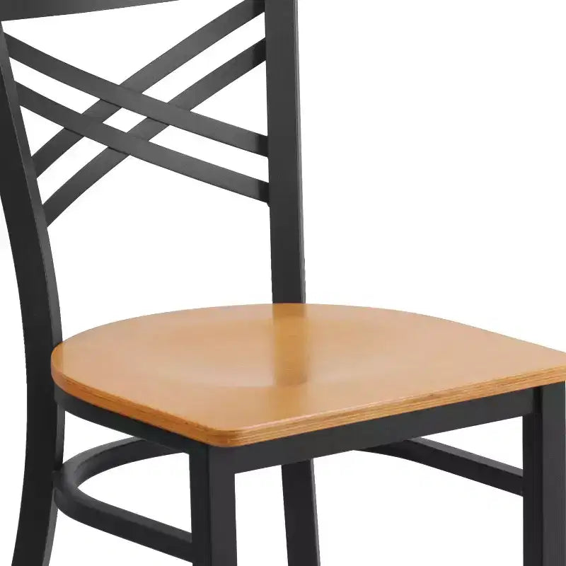 Emma and Oliver Black X Back Metal Restaurant Dining Chair