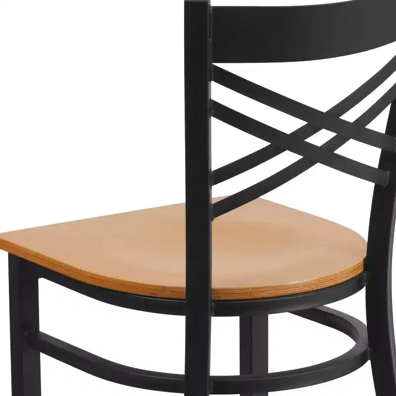 Emma and Oliver Black X Back Metal Restaurant Dining Chair