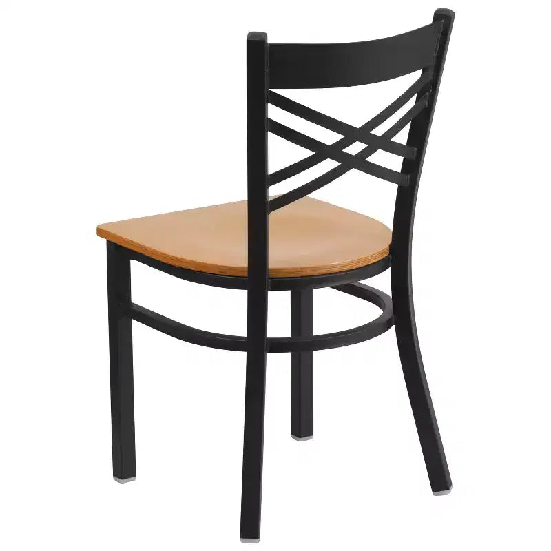 Emma and Oliver Black X Back Metal Restaurant Dining Chair