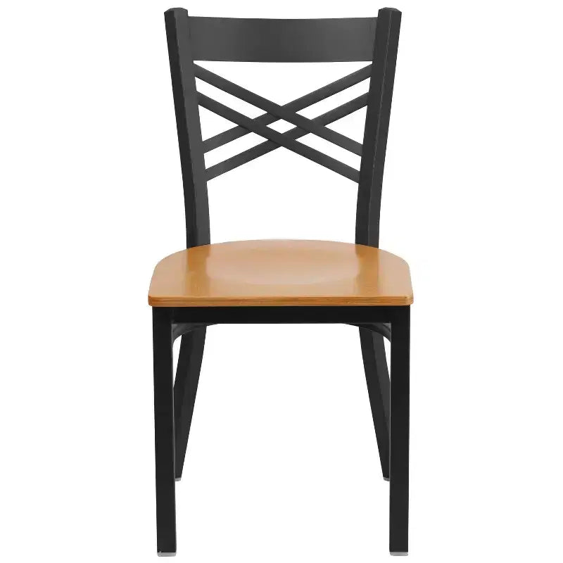 Emma and Oliver Black X Back Metal Restaurant Dining Chair