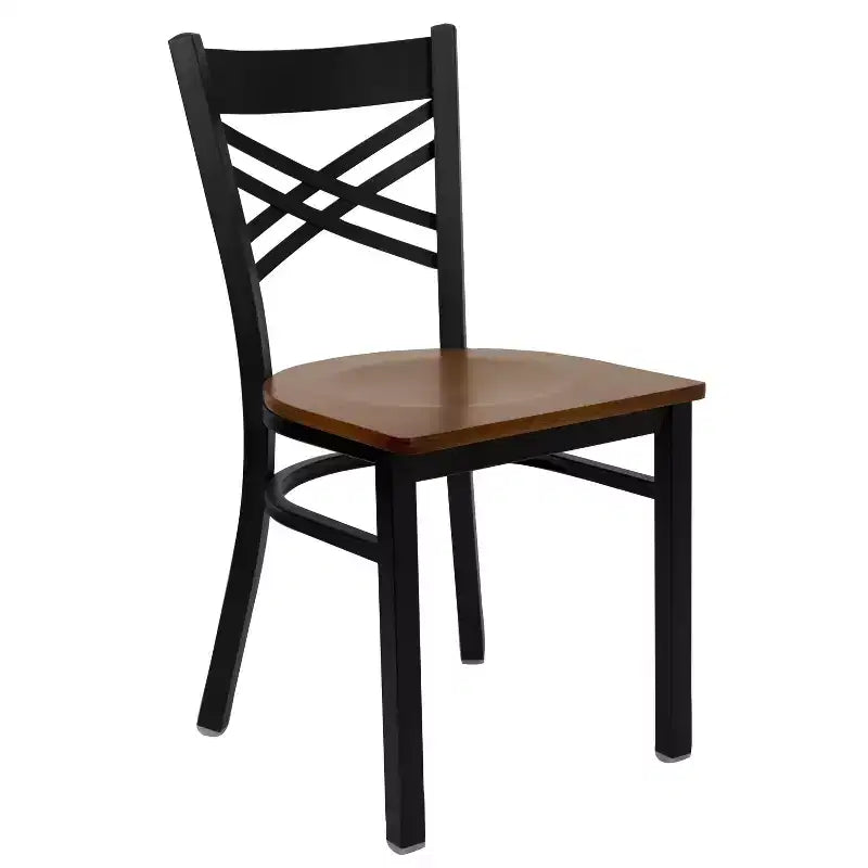 Emma and Oliver Black X Back Metal Restaurant Dining Chair
