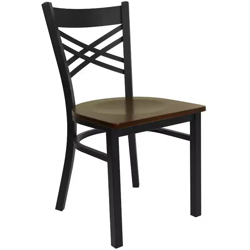 Emma and Oliver Black X Back Metal Restaurant Dining Chair