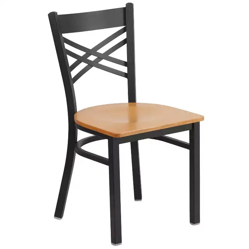 Emma and Oliver Black X Back Metal Restaurant Dining Chair