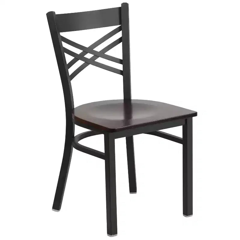 Emma and Oliver Black X Back Metal Restaurant Dining Chair