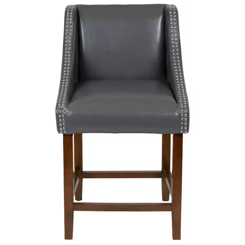 Flash Furniture Carmel Series 24 High Transitional Wood Counter Height Stool with Accent Nail Trim, Set of 2