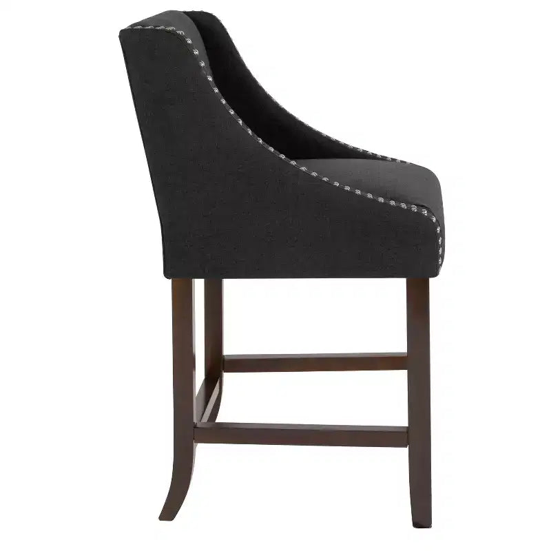 Flash Furniture Carmel Series 24 High Transitional Wood Counter Height Stool with Accent Nail Trim, Set of 2