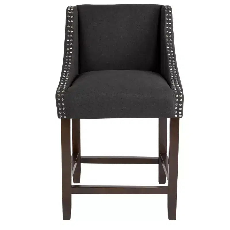 Flash Furniture Carmel Series 24 High Transitional Wood Counter Height Stool with Accent Nail Trim, Set of 2