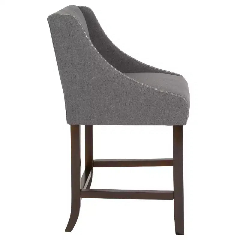 Flash Furniture Carmel Series 24 High Transitional Wood Counter Height Stool with Accent Nail Trim, Set of 2
