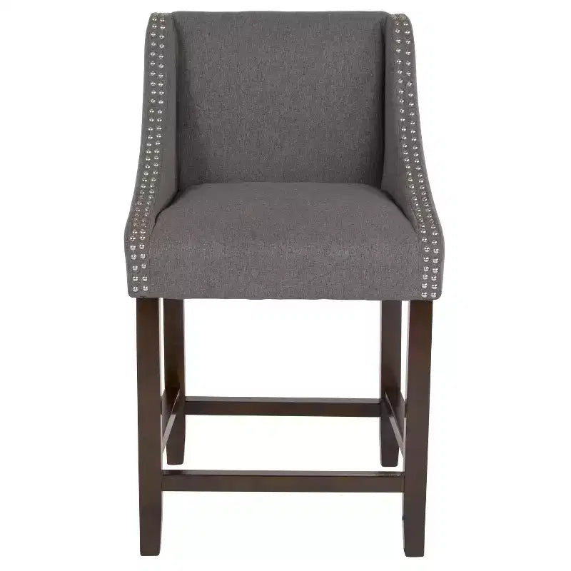 Flash Furniture Carmel Series 24 High Transitional Wood Counter Height Stool with Accent Nail Trim, Set of 2