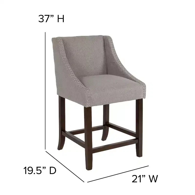 Flash Furniture Carmel Series 24 High Transitional Wood Counter Height Stool with Accent Nail Trim, Set of 2
