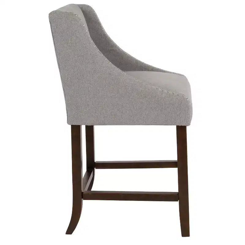 Flash Furniture Carmel Series 24 High Transitional Wood Counter Height Stool with Accent Nail Trim, Set of 2