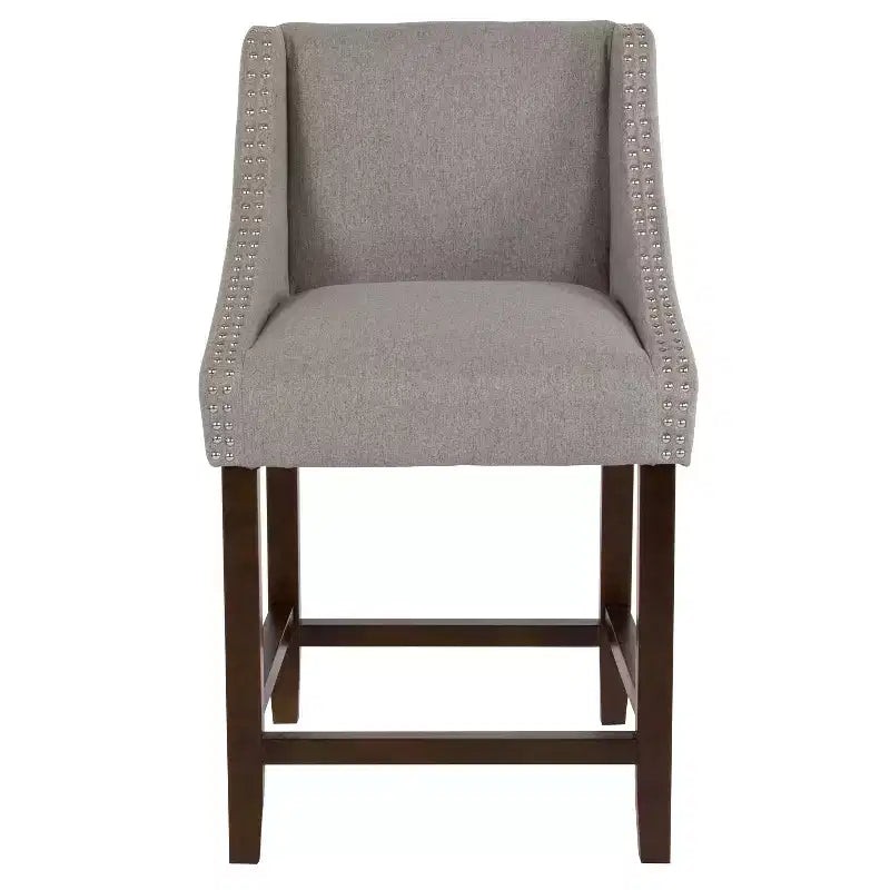 Flash Furniture Carmel Series 24 High Transitional Wood Counter Height Stool with Accent Nail Trim, Set of 2