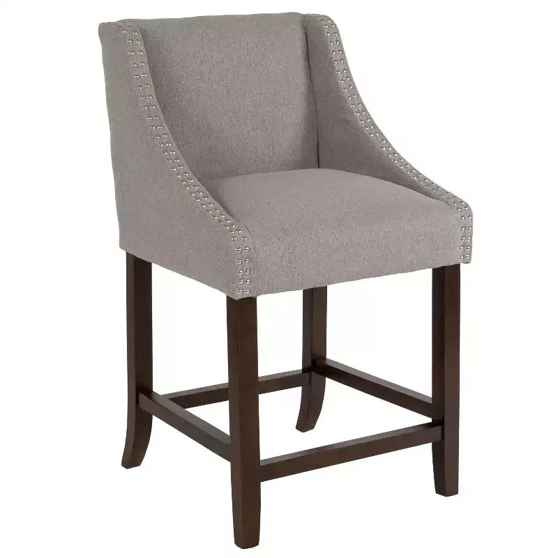 Flash Furniture Carmel Series 24 High Transitional Wood Counter Height Stool with Accent Nail Trim, Set of 2