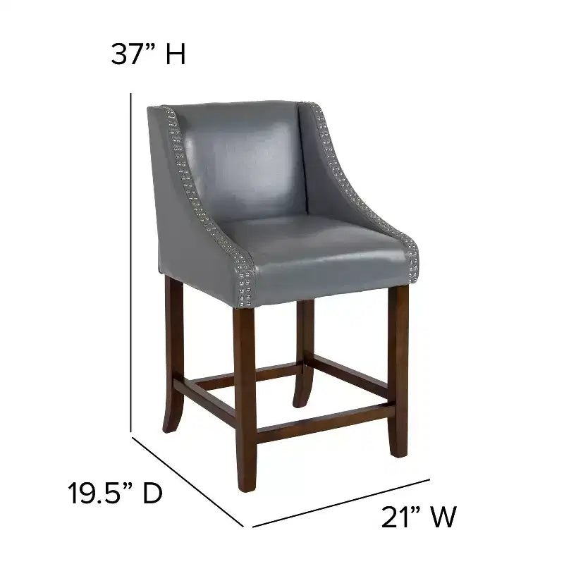 Flash Furniture Carmel Series 24 High Transitional Wood Counter Height Stool with Accent Nail Trim, Set of 2