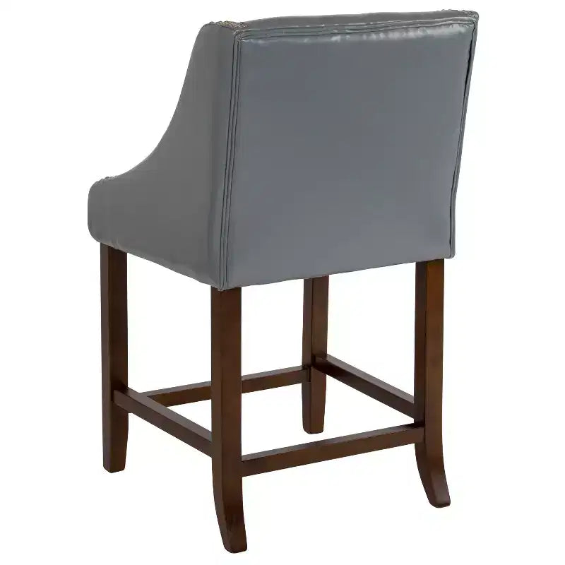 Flash Furniture Carmel Series 24 High Transitional Wood Counter Height Stool with Accent Nail Trim, Set of 2