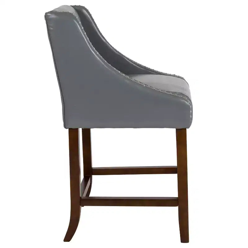 Flash Furniture Carmel Series 24 High Transitional Wood Counter Height Stool with Accent Nail Trim, Set of 2