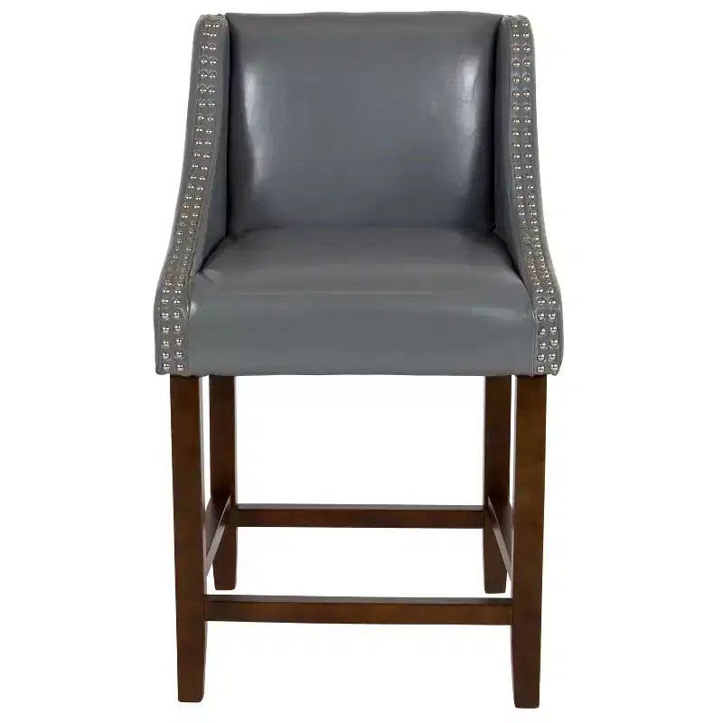 Flash Furniture Carmel Series 24 High Transitional Wood Counter Height Stool with Accent Nail Trim, Set of 2