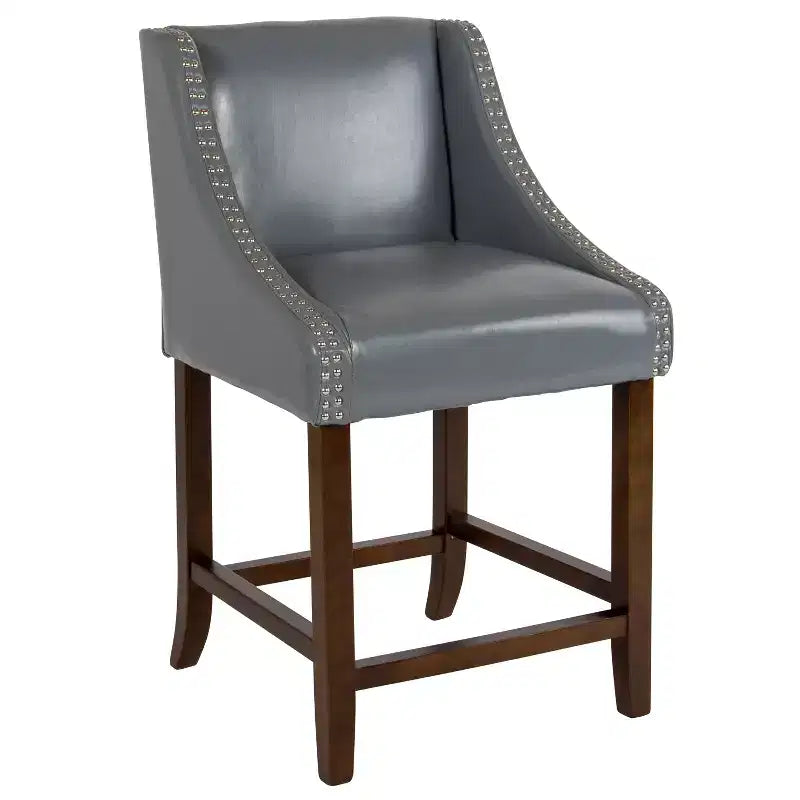 Flash Furniture Carmel Series 24 High Transitional Wood Counter Height Stool with Accent Nail Trim, Set of 2