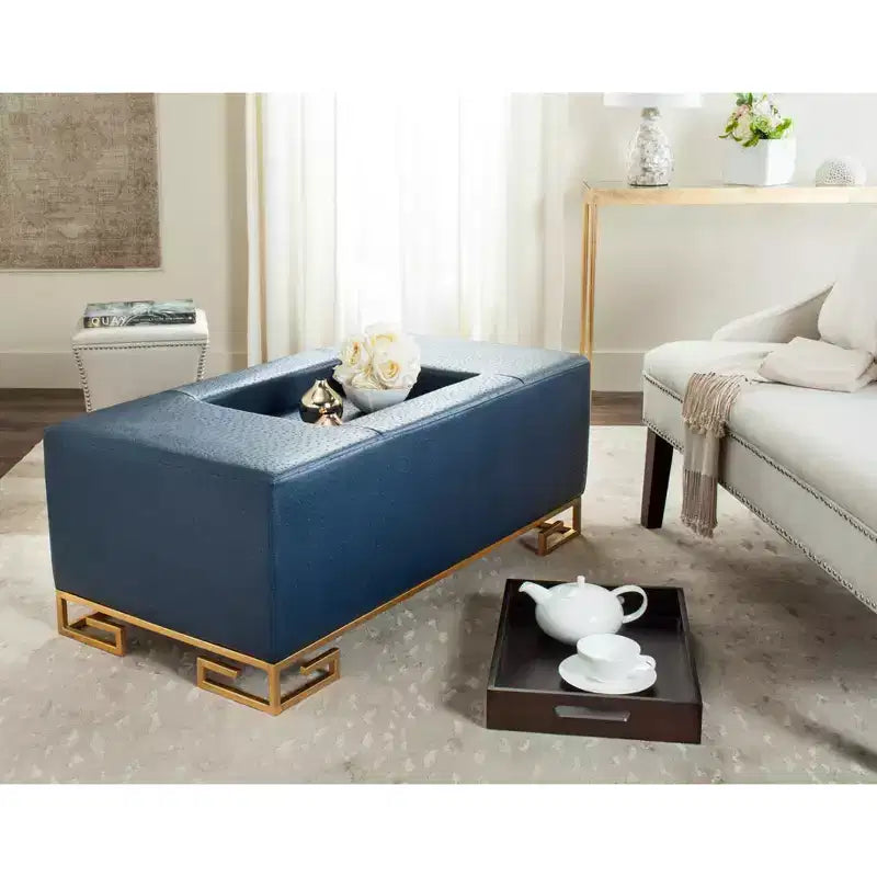 Julian Faux Ostrich Tray Ottoman/Coffee Table - Safavieh