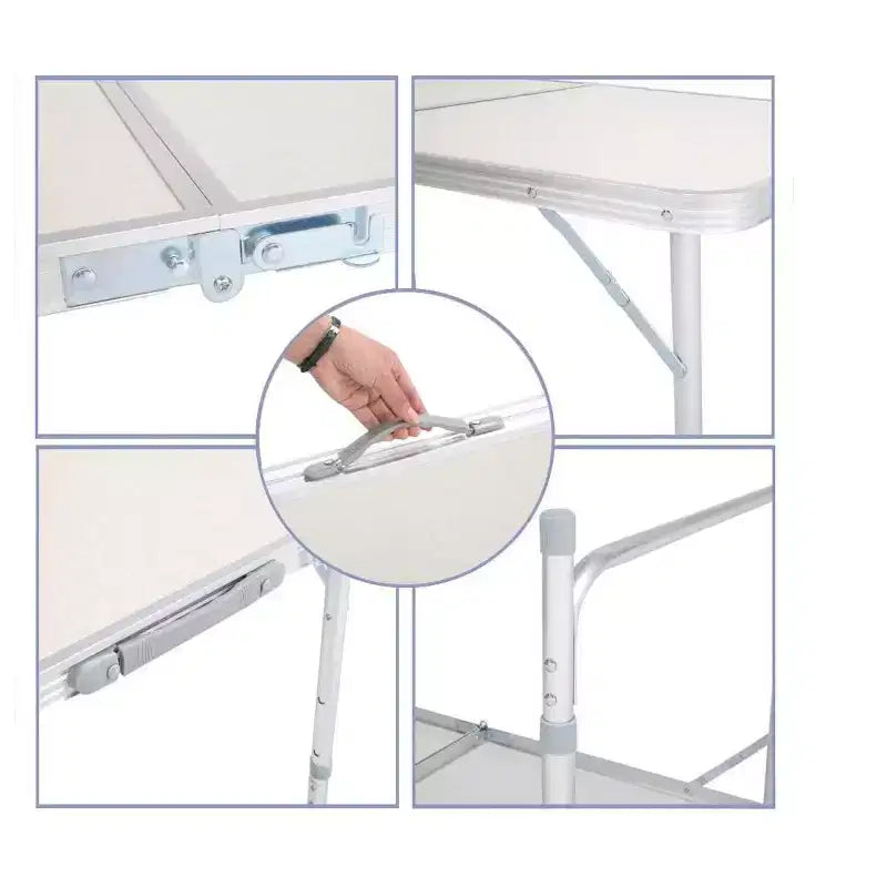 MPM Folding Table 4FT Portable Lightweight Aluminum Camping Table, Adjustable Height, with Handle for Outdoor Indoor