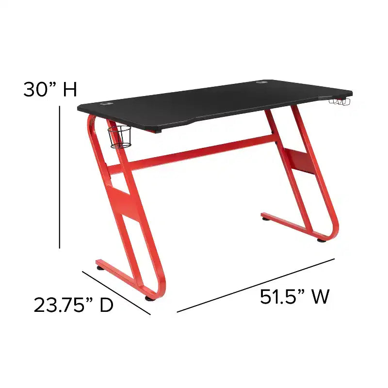 Flash Furniture Gaming Ergonomic Desk with Cup Holder and Headphone Hook