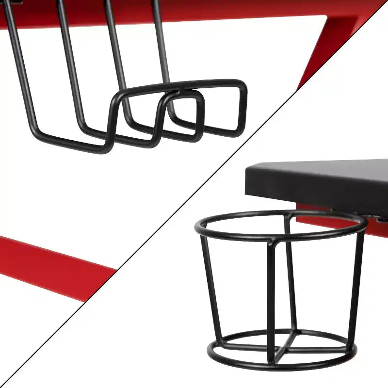 Flash Furniture Gaming Ergonomic Desk with Cup Holder and Headphone Hook