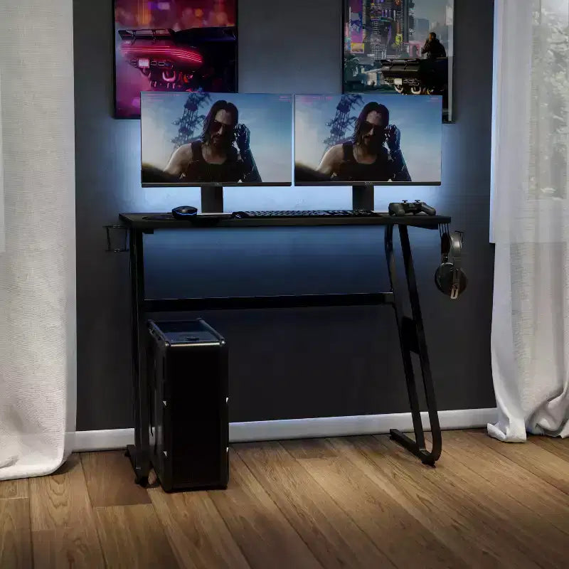 Flash Furniture Gaming Ergonomic Desk with Cup Holder and Headphone Hook