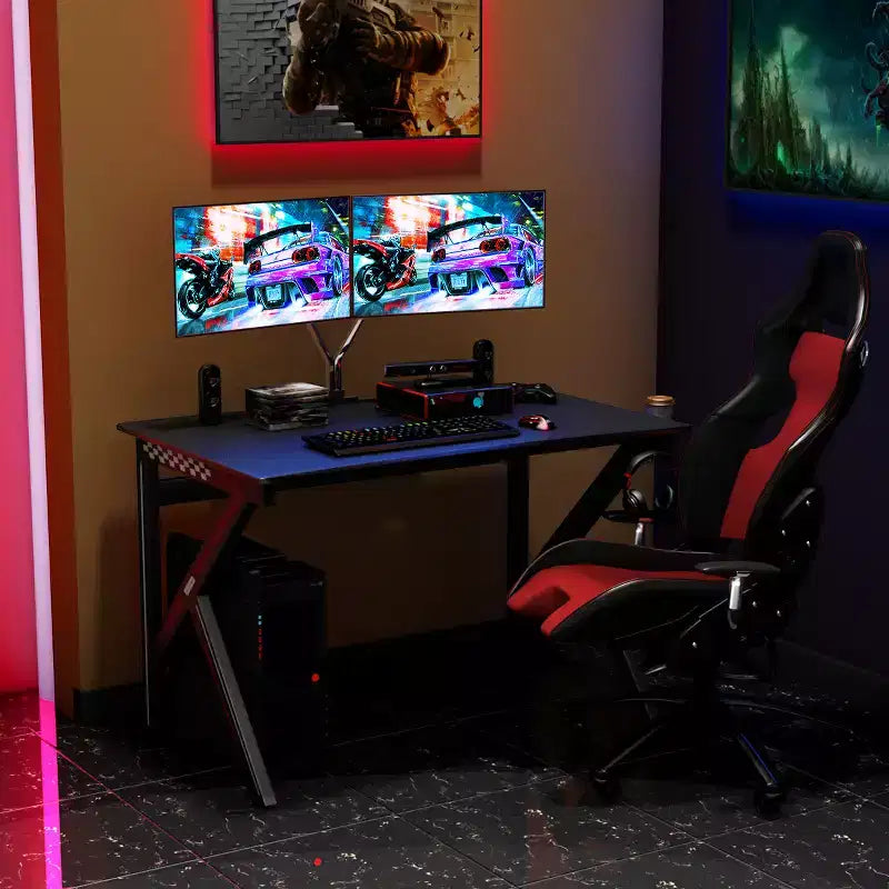Costway Gaming Desk Gamers Computer Table E-Sports K-Shaped W/ Cup Holder Hook Home New