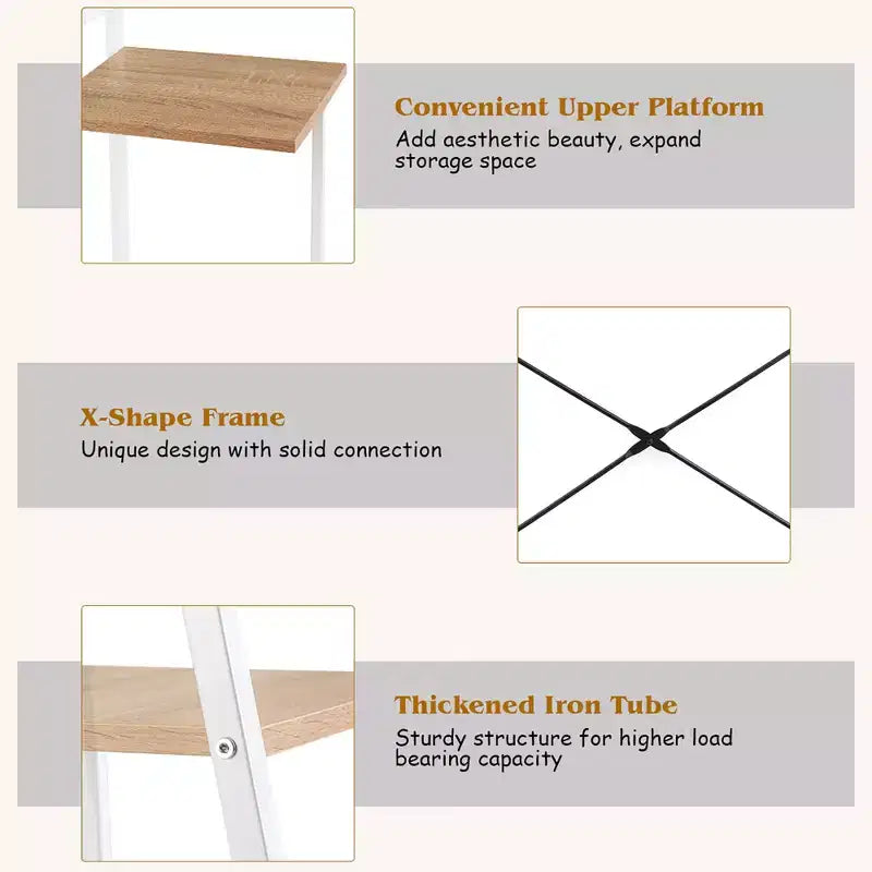 Costway Computer Desk with Shelves Study Writing Desk Workstation with Bookshelf Natural\Brown