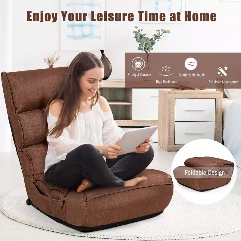 Costway 4-Position Adjustable Floor Chair Folding Lazy Sofa Cushioned Couch Lounger New