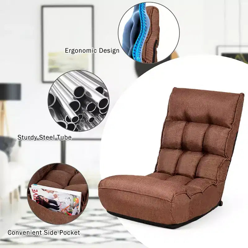 Costway 4-Position Adjustable Floor Chair Folding Lazy Sofa Cushioned Couch Lounger New