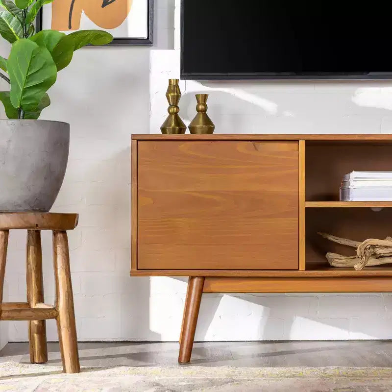 Solid Wood Mid-Century Modern TV Stand for TVs up to 65 - Saracina Home