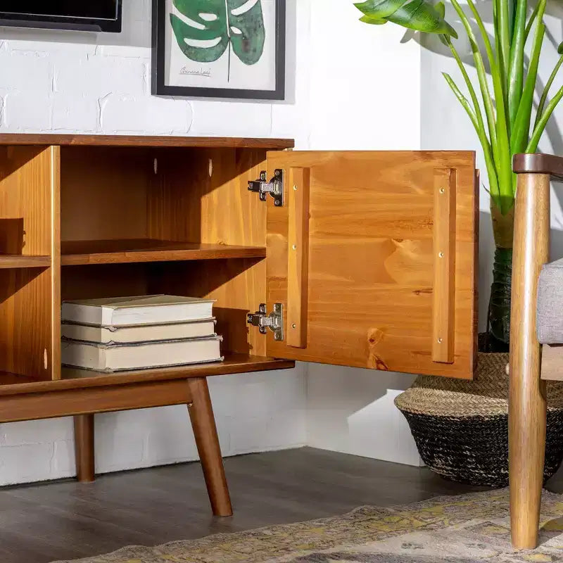 Solid Wood Mid-Century Modern TV Stand for TVs up to 65 - Saracina Home