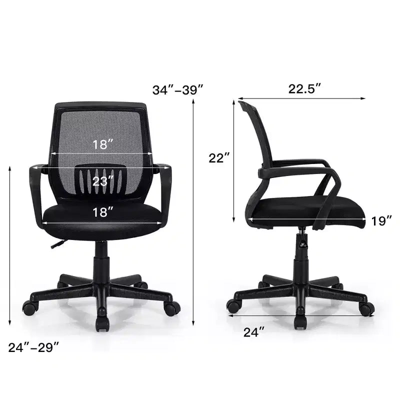 Costway Height Adjustable Mid-Back Mesh Chair Executive Chair w/ Lumbar Support