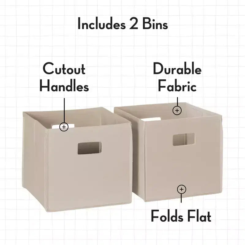 RiverRidge Kids' CatchAll Playroom 35 Toy Storage Organizer with 3 Cubbies and 2 Storage Compartments White with 2 Fabric Bins