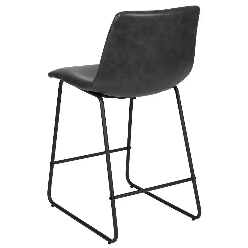 Merrick Lane 24 inch Faux Counter Height Bucket Seat Stools, Set of 2
