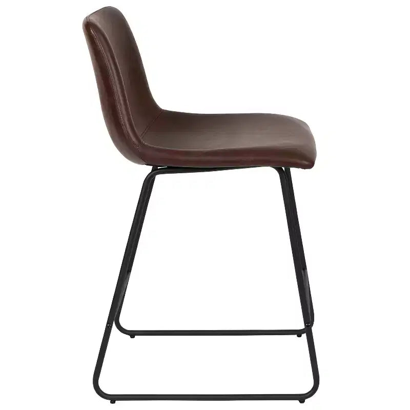 Merrick Lane 24 inch Faux Counter Height Bucket Seat Stools, Set of 2